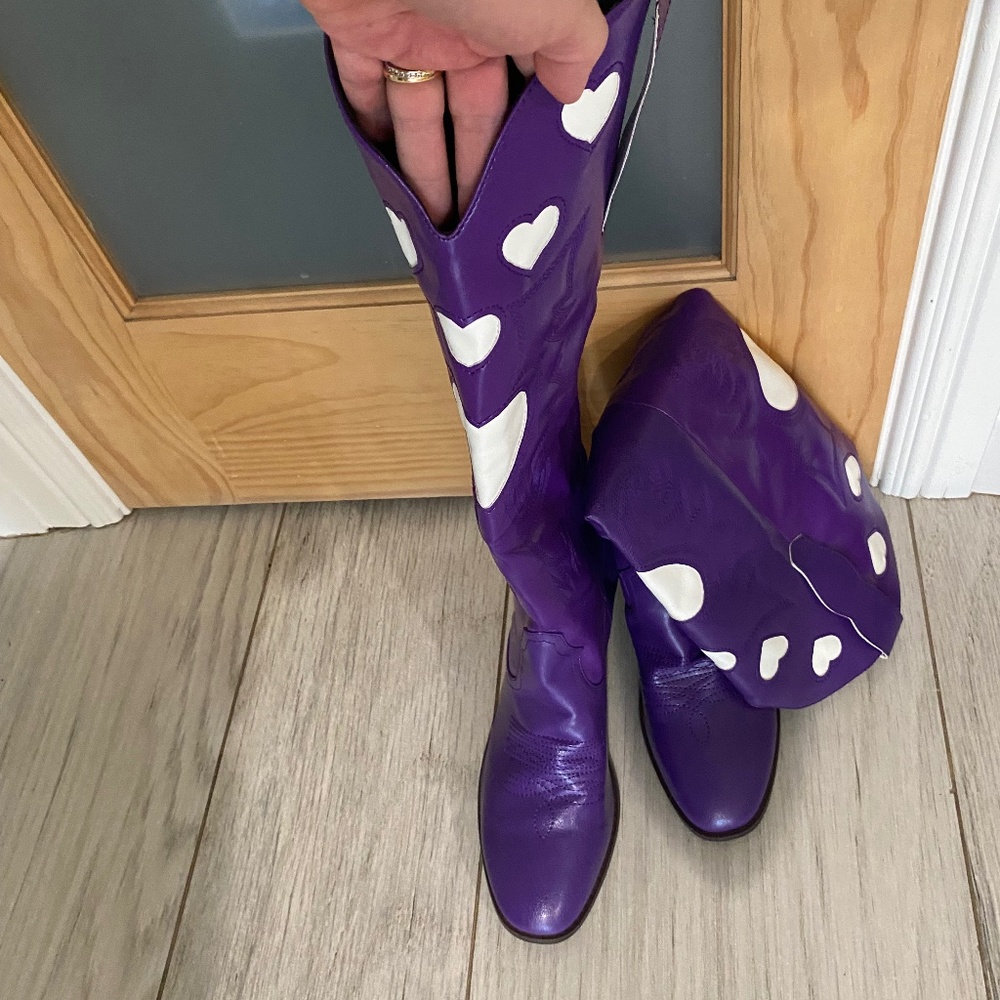 Purple leather boots
